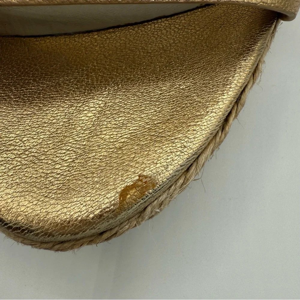 Michael Kors Metallic Gold Wedge-Platform Ankle Strap Espadrilles Size 11M - Picture 13 of 16